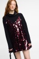 VESTIDO CORTO LENTEJUELAS Bordo