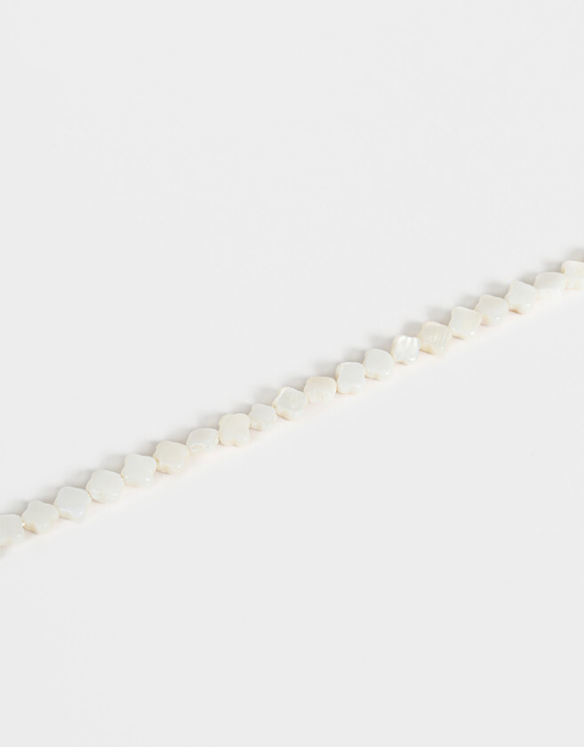 Collares Cortos Con piedra Collar Corto Nácar Y Flor - Dorado