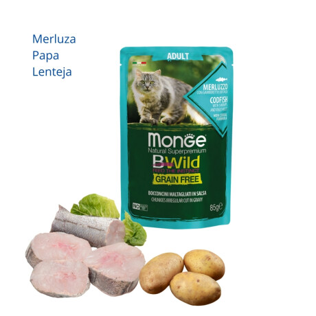 MONGE POUCH GATO BWILD AD MERLUZZO ¬ VEG 85 GR Monge Pouch Gato Bwild Ad Merluzzo ¬ Veg 85 Gr