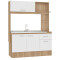 Kit de cocina compacta 4 puertas 1 cajón 141x50x185cm + Pileta Central Hormigón + Monocomando Carvale / Blanco
