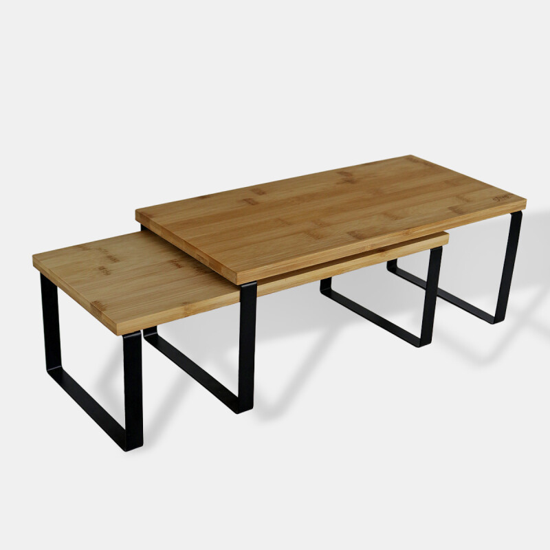 ORGANIZADOR METAL NEGRO/BAMBU 2PZAS Unica