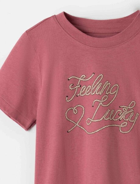 CAMISETA BÁSICA INFANTIL CON ESTAMPA ROSADO