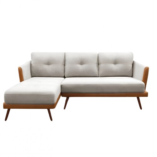 Sofá Con Chaise - Triunfo - 3 Cuerpos Marrón y beige Chaise Derecho