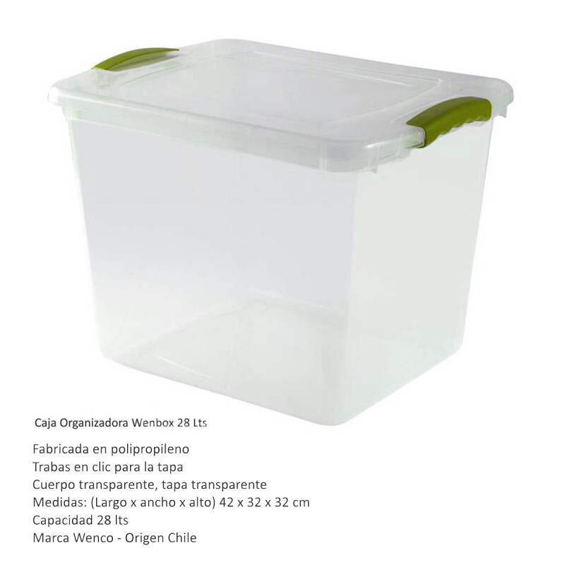 Set x3 Caja organizadora 28 lts Wenbox TRANSPARENTE