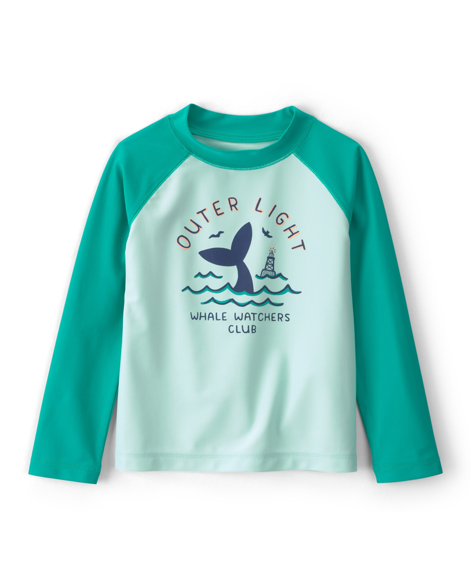 Remera de baño manga larga con protección UPF 50+, verde, estampa ballena Sin color