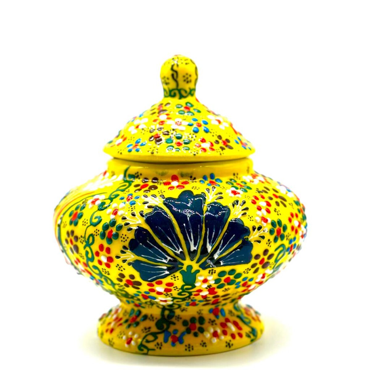 Bombonera de cerámica pintada - Amarillo 
