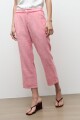 Pantalon capri lino detalle desflecado rosado melange