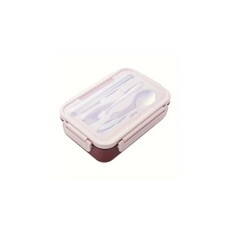 Vianda lunchera con cubiertos Marron