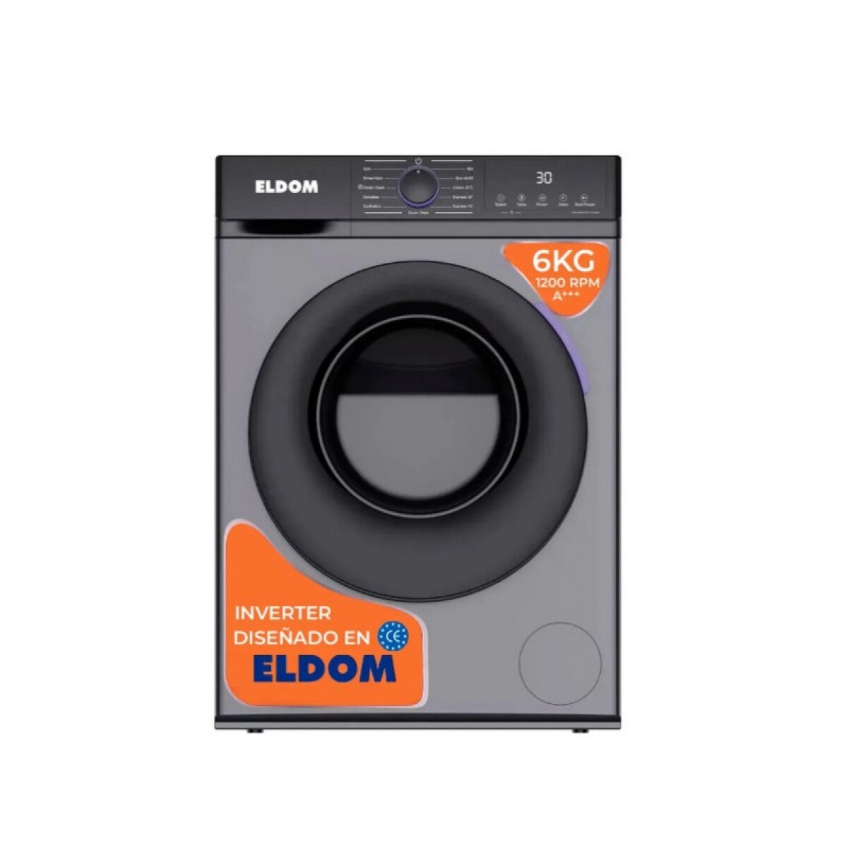 LAVARROPAS ELDOM 6KG INVERTER CARGA FRONTAL. GRIS 