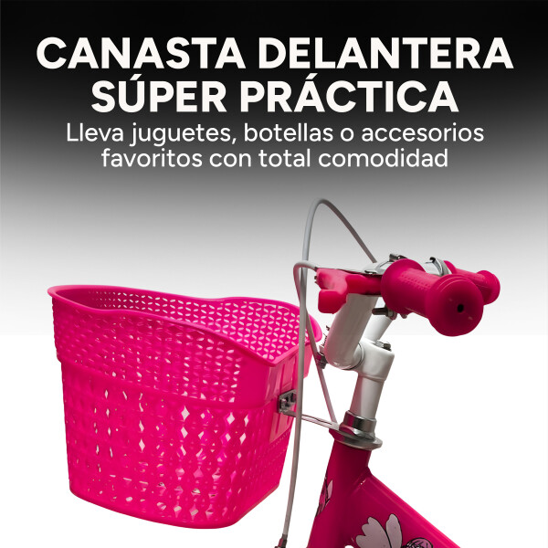 Bicicleta infantil Shengdi Rod 12 Canasto Parrilla Rueditas Color Rosa Oscuro