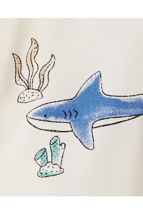 Set tres piezas short, camisa y body de algodón diseño tiburón Sin color