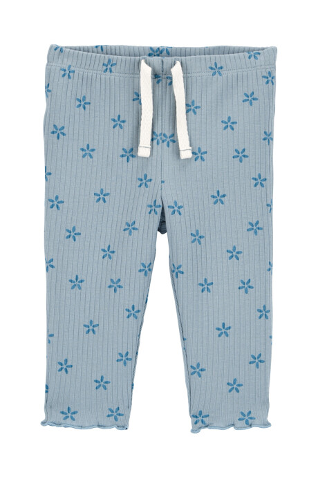 Pantalón de algodón acanalado, diseño floral Sin color
