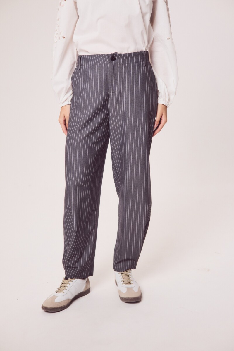 Pantalón A Rayas Gris