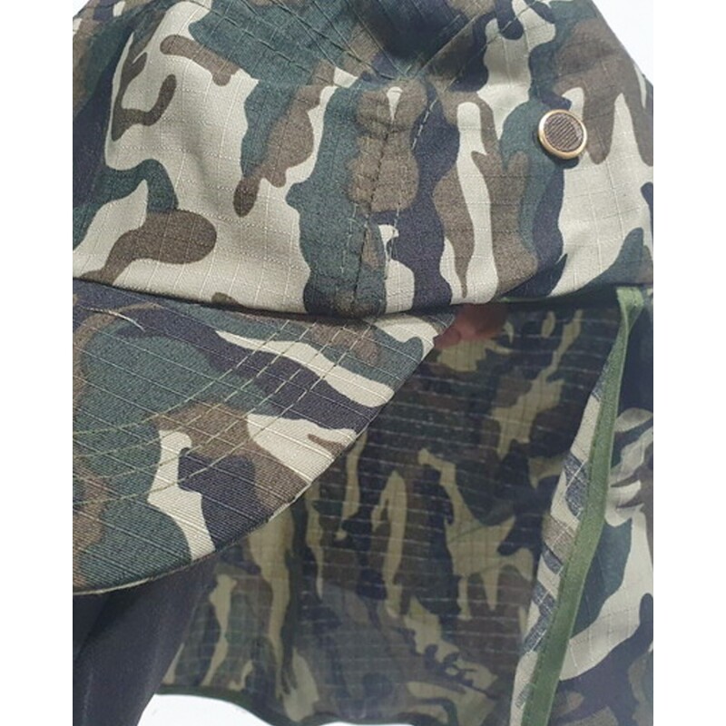Gorro de Caza con Cubrenuca Camuflado Arye Marrón