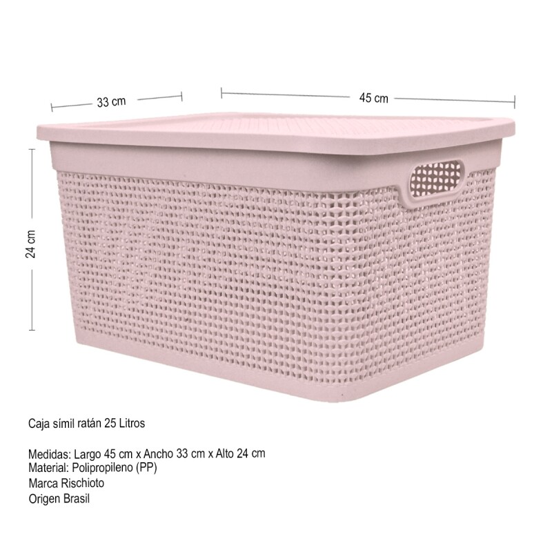 Caja simil ratán 25 lts ROSADO