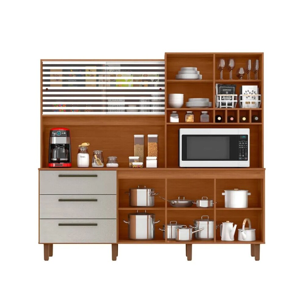 Mega Kit de Cocina - 6 Puertas 3 Cajones Cinamomo/Arena