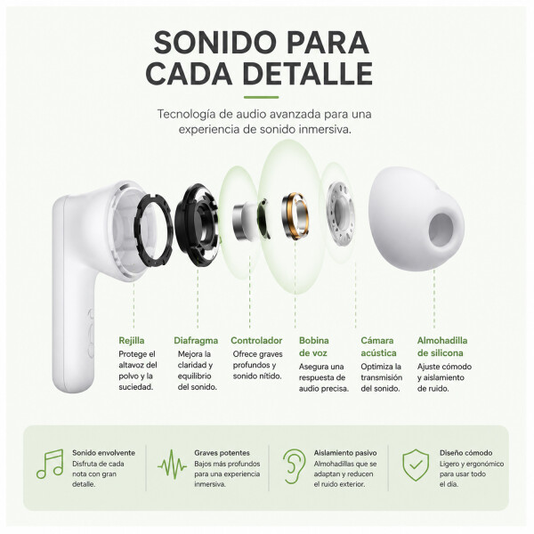 Auricular Honor Earbuds A Pro Macarrón Anc Ip54 BLANCO