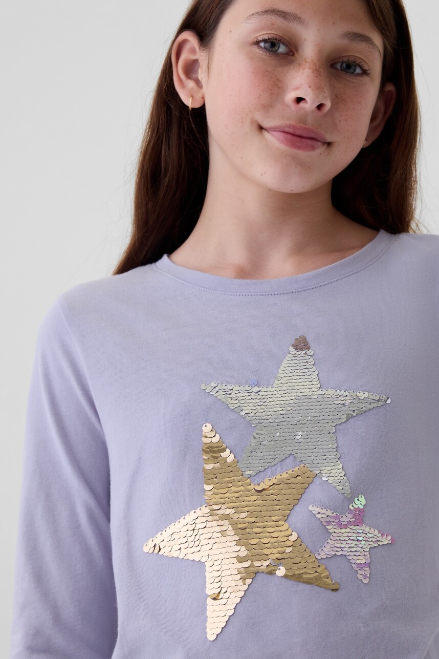 Remera Grafico Manga Larga Niña Cosmic Sky Purple 15-3