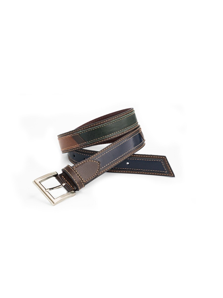 Cinto cuero combinado colores 