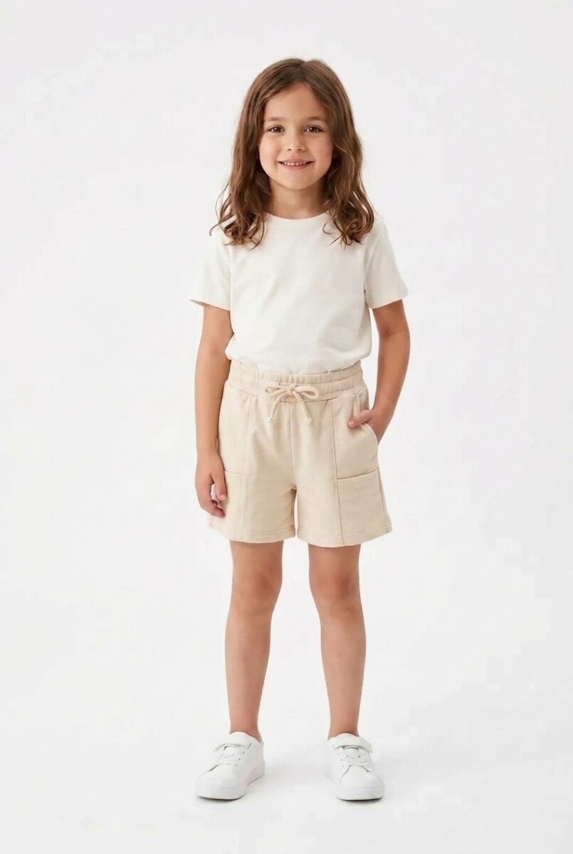 Short en terry con bolsillos - Crudo 