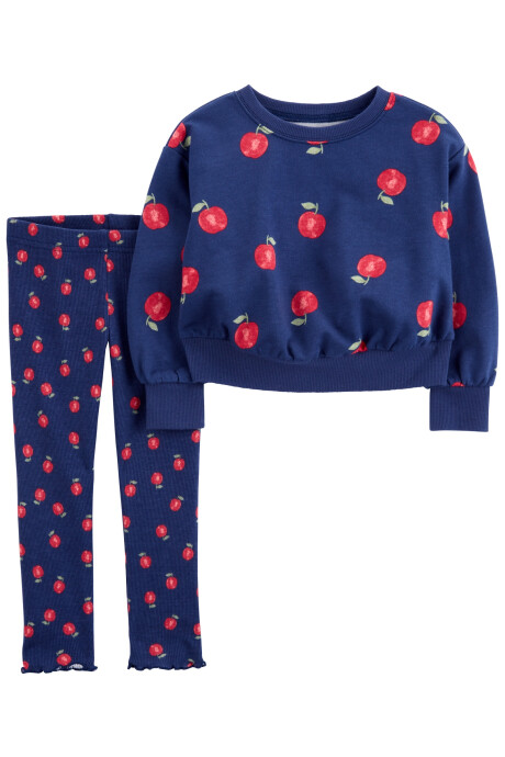 Set dos piezas de algodón, pantalón y buzo, diseño manzanas Sin color