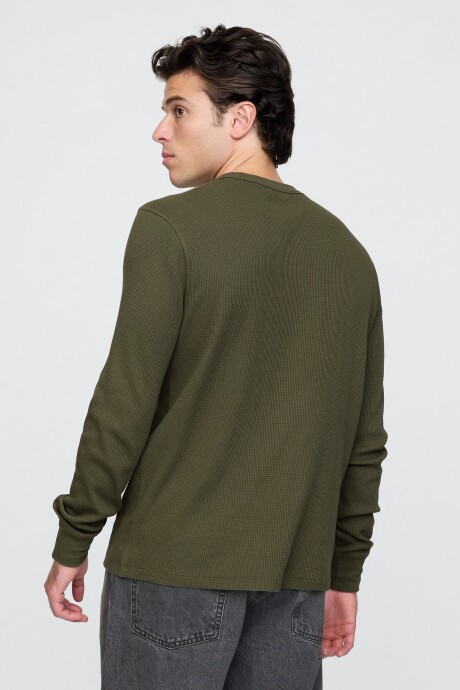 Remera Logo Gap Manga Larga Olive Night