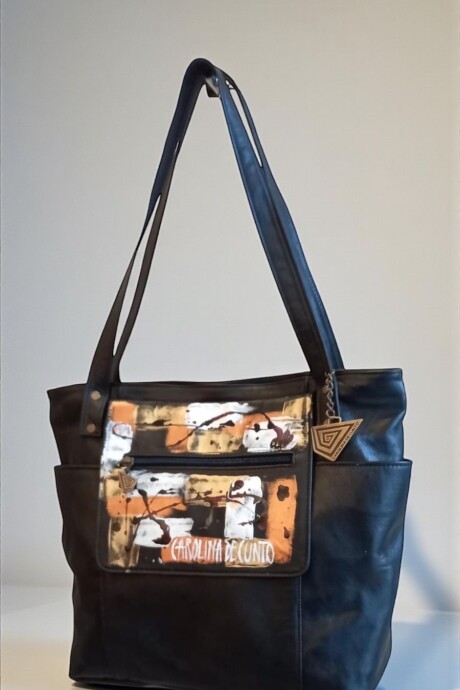 Cartera NIKKI Negra Con Arte Pintado A Mano Cartera NIKKI Negra Con Arte Pintado A Mano