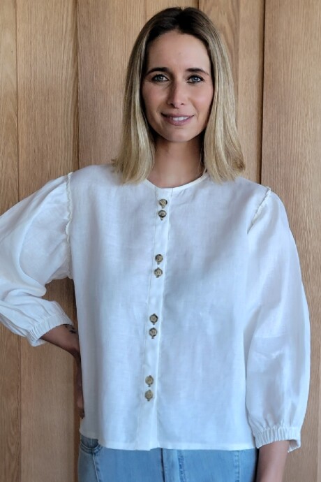 Camisa Melón Puro Lino Blanco