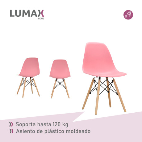 Juego de comedor Con Mesa Circular de 80cm + 2 Sillas Eames Rosa