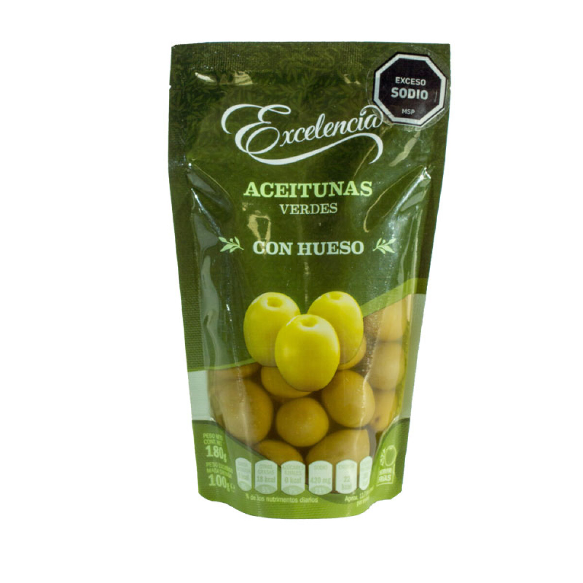 Aceitunas Verdes EXCELENCIA Doypack con Carozo 100Grs 