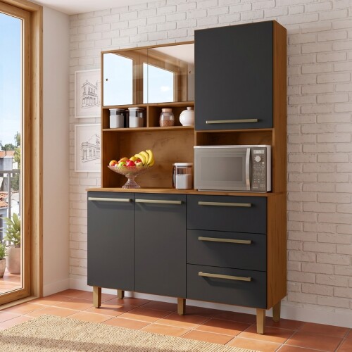 Kit Absoluto de Cocina - 5 puertas 3 cajones Cinamomo/Negro