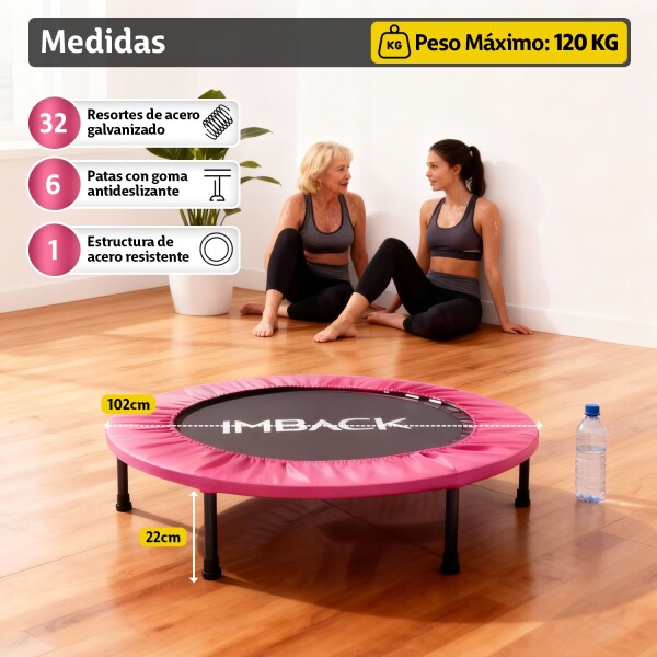 Mini Trampolin Plegable Cama Elástica Saltarín Fitness 102 Cm IMBACK Color Rosa Mini Trampolin Plegable Cama Elástica Saltarín Fitness 102 Cm IMBACK Color Rosa