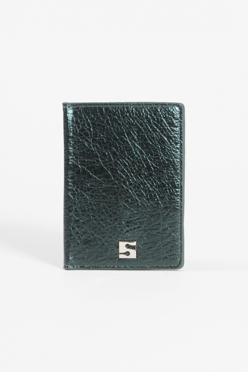 Cubre pasaporte metalizado verde