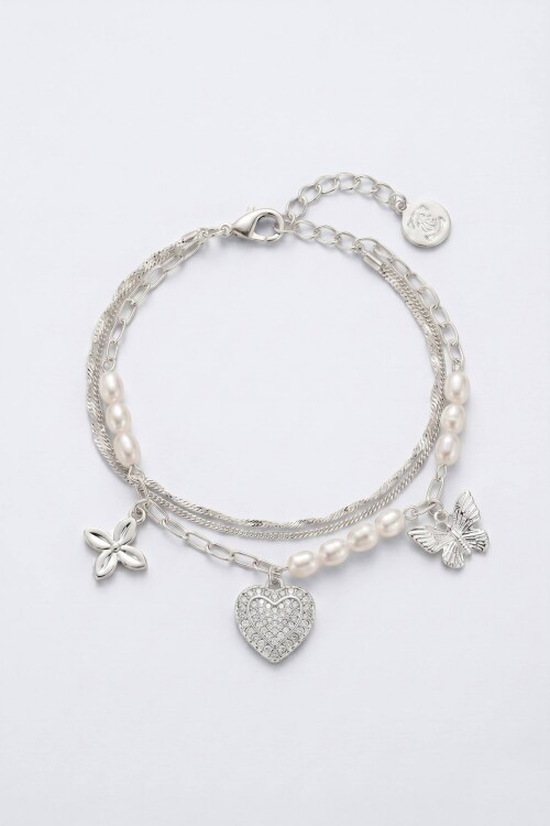 Pulsera cord dije cora y sol plateado