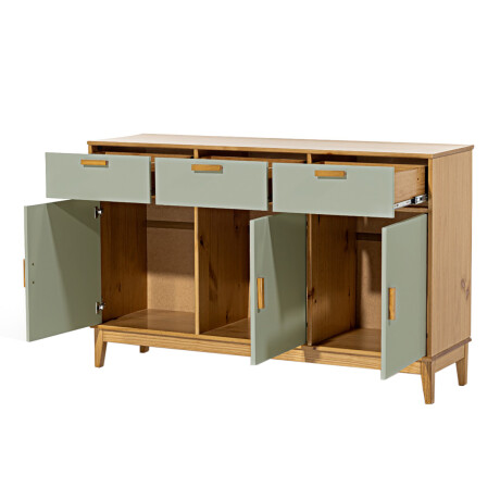 APARADOR BUFFET DE 3 PUERTAS 3 CAJONES EN MADERA MACIZA VERDE