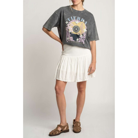 Remera Algodon Lavado Print Gris