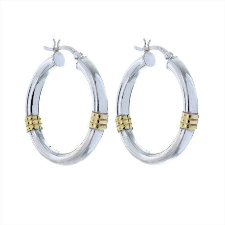 Par de aros de plata 925 y double en oro 18 ktes. Par de aros de plata 925 y double en oro 18 ktes.