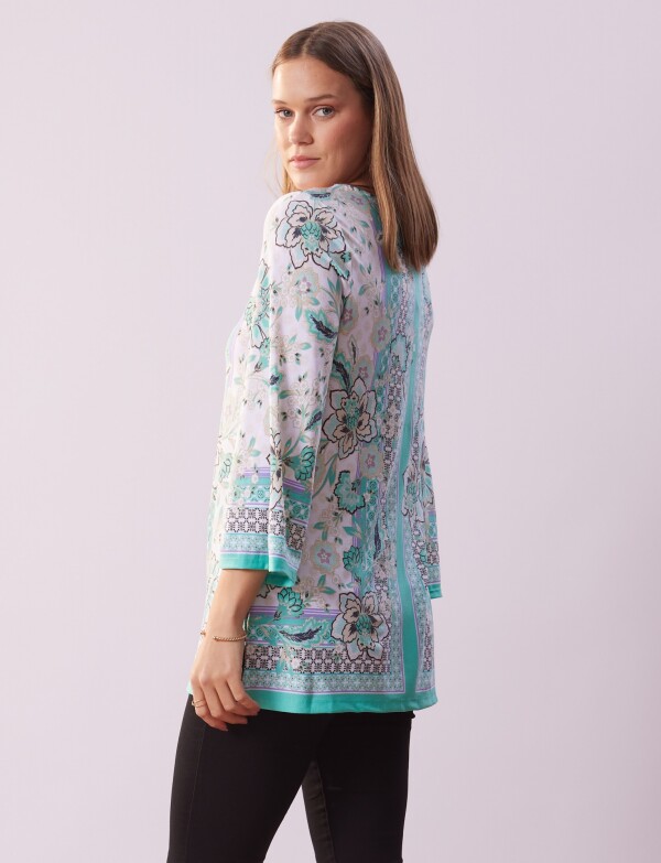 Blusa Crochet MULTI/VERDE AGUA