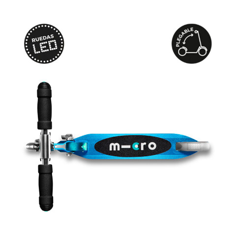 Monopatín Micro Sprite Plegable LED Ajustable con 2 Ruedas AZUL