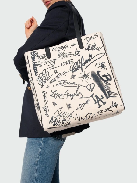 Golden Goose-Cartera de lona estampada, California Blanco