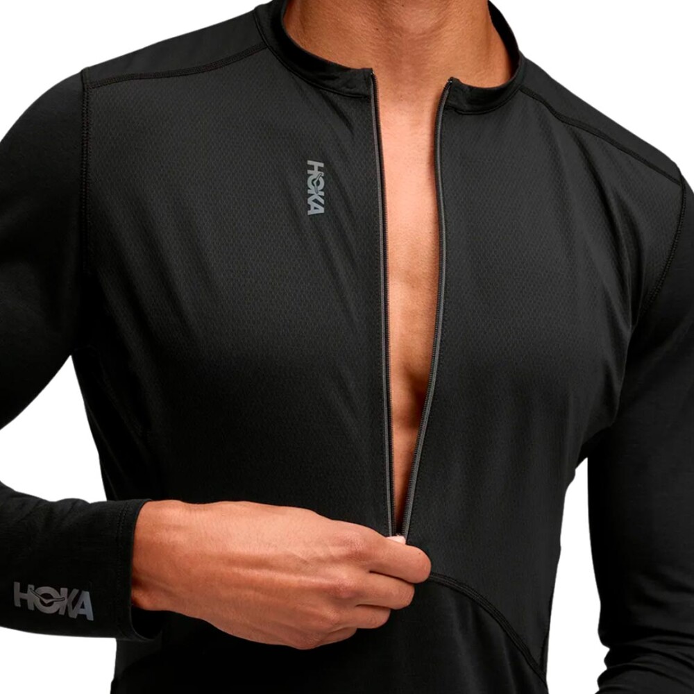 Hoka Buzo SkyBreeze Long Sleeve Zip Hombre - Negro Negro-Negro