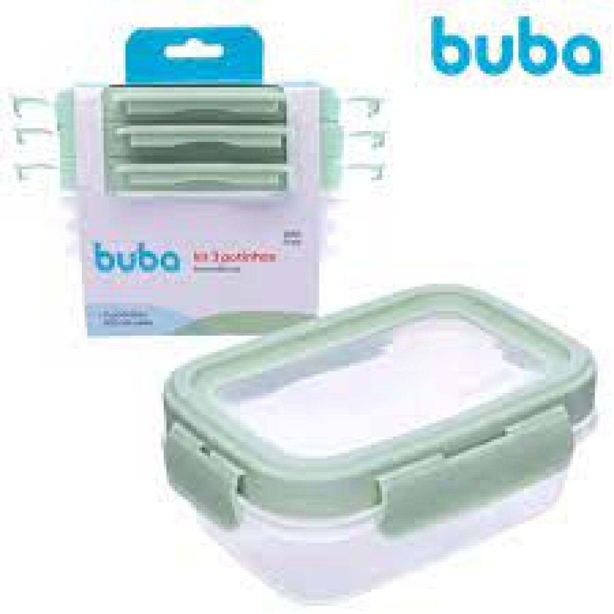 Set Tuppers X3 Herméticos BUBA - verde 