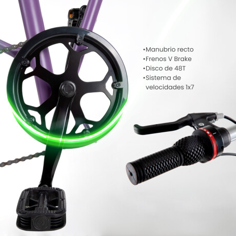 Bicicleta Plegable Rodado 20 Shimano Parrilla Violeta