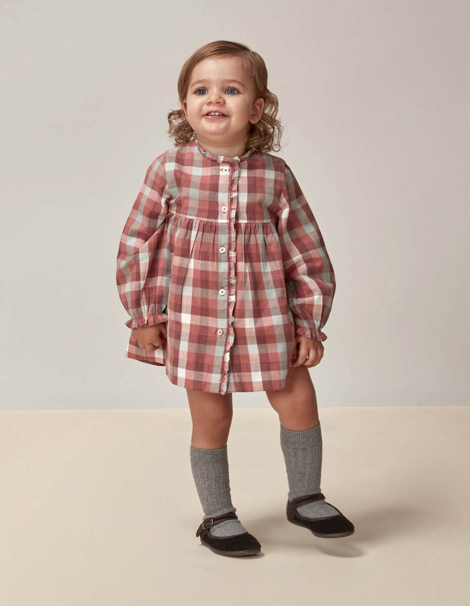 Vestido Cuadros - Rosa Viejo 