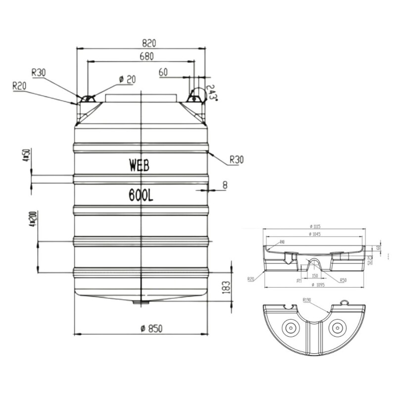 Tanque para Agua Cónico c/base Tricapa WEB 600 Litros PPL incluidos. Tanque para Agua Cónico c/base Tricapa WEB 600 Litros PPL incluidos.