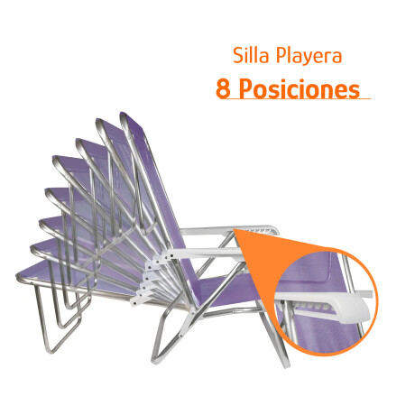 Reposera Silla Reclinable 8 Posiciones Aluminio Mor Sannet Lila