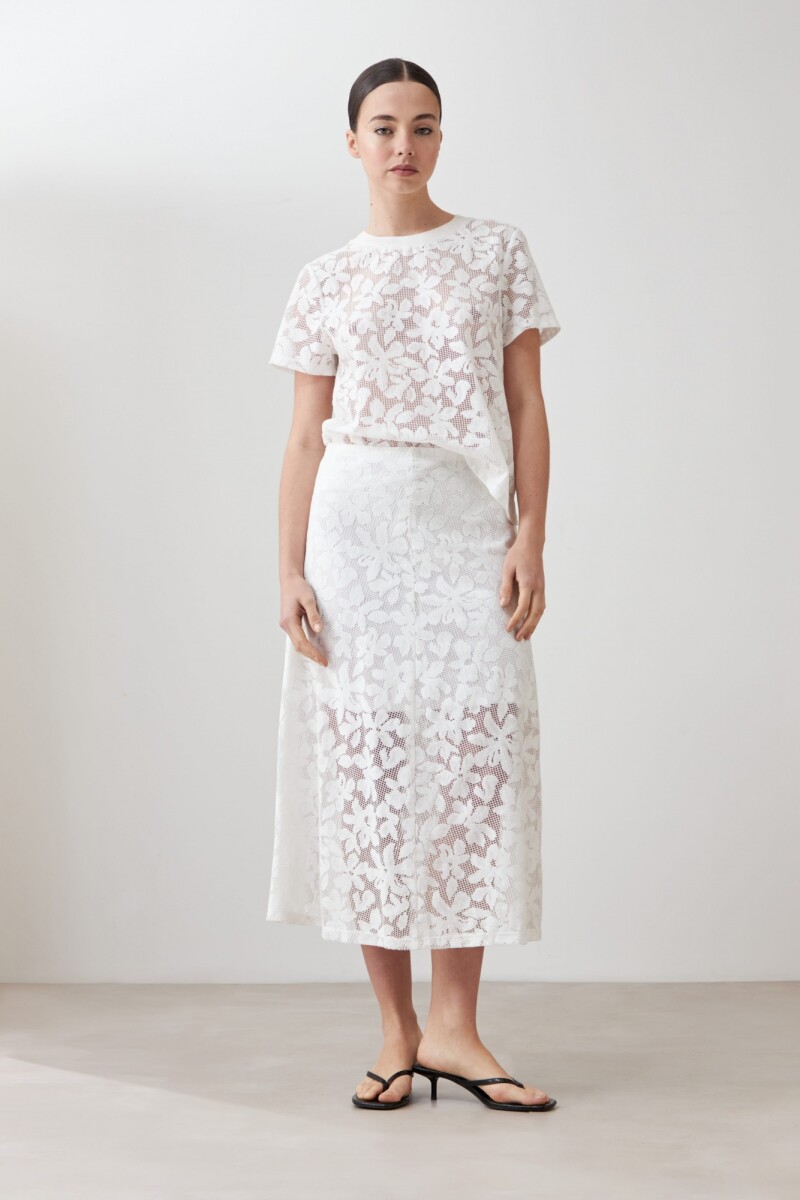 Maxi falda encaje blanco