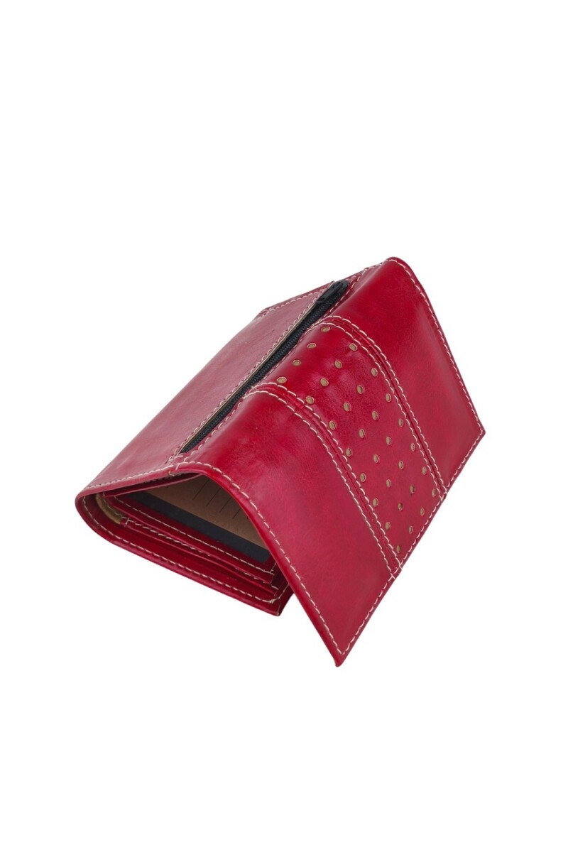 Billetera Dama Compacta con Perforaciones Rojo