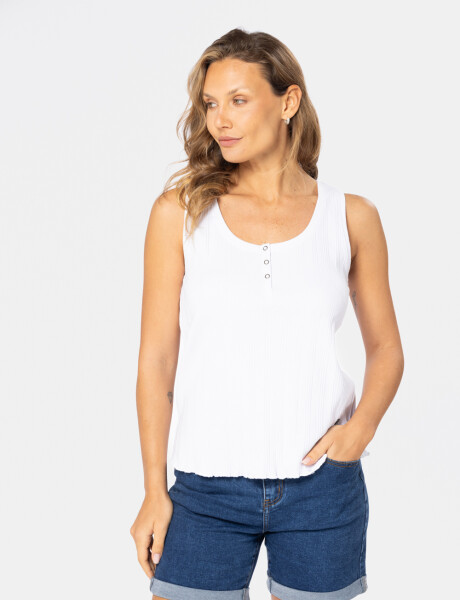 MUSCULOSA RIB CON BOTONES Blanco
