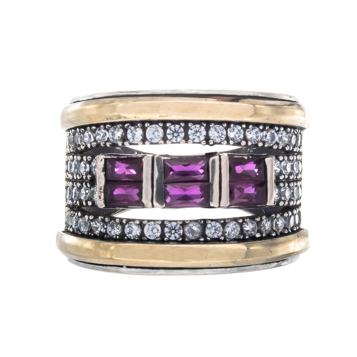 Anillo de plata 925, double con circonias 